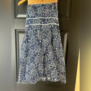 Vineyard Vines Navy Tube top knee length dress with White Nautical Spiral Print